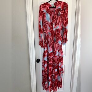 FARM RIO Red and Blue Floral Maxi Dress
